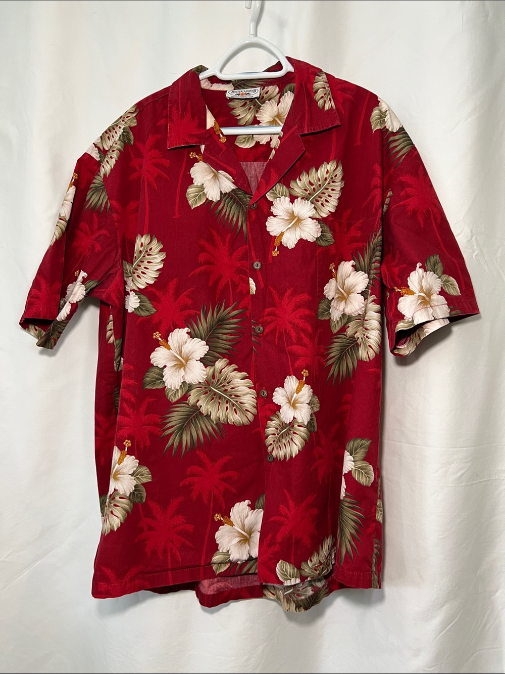 Pacific Legend Red Floral Hawaiian Button-Down Camp Shirt Cruisewear